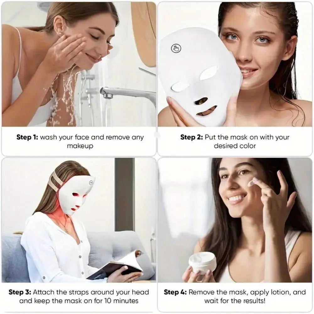 7-Color Facial Care Device, USB Rechargeable, Beauty Care, the Perfect Holiday Gift (Suitable for Women'S Facial Care).
